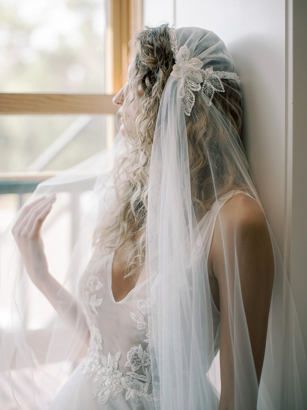 ABIGAIL floral Juliet cap veil