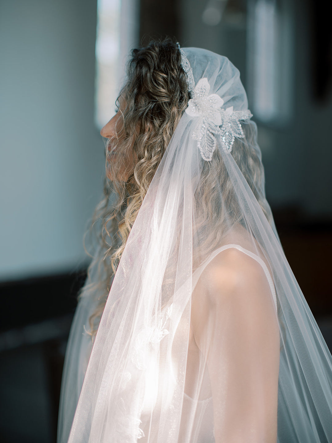 ABIGAIL floral Juliet cap veil