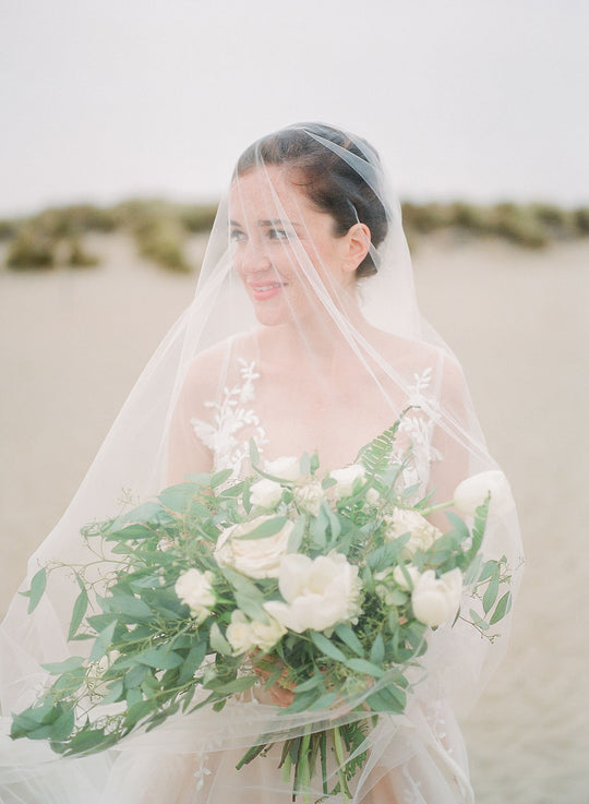 ADDISON sheer wedding veil with long blusher