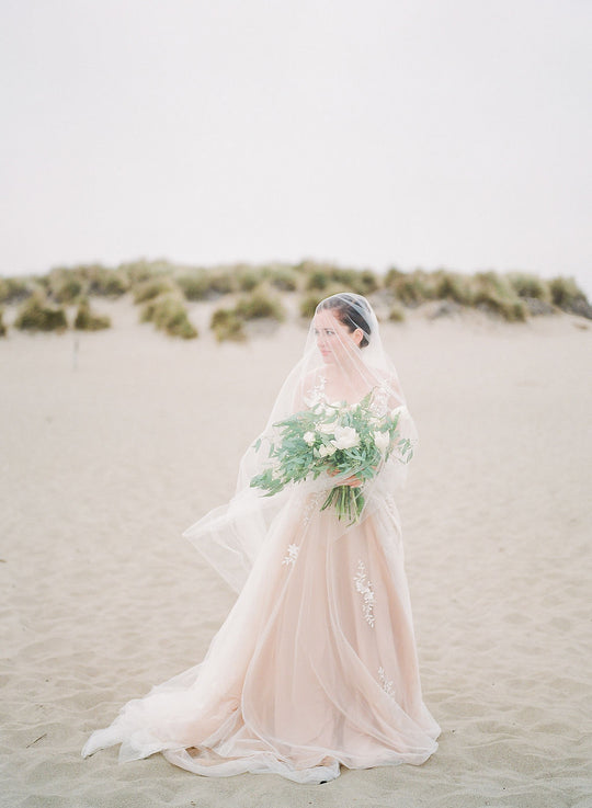 ADDISON sheer wedding veil with long blusher