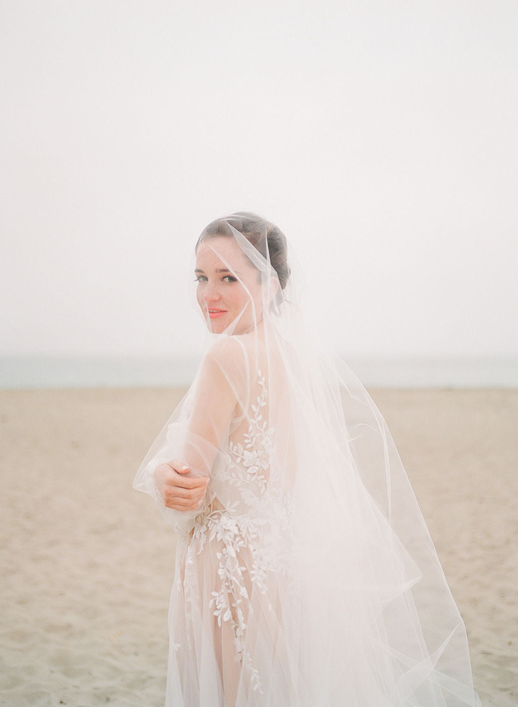 ADDISON sheer wedding veil with long blusher