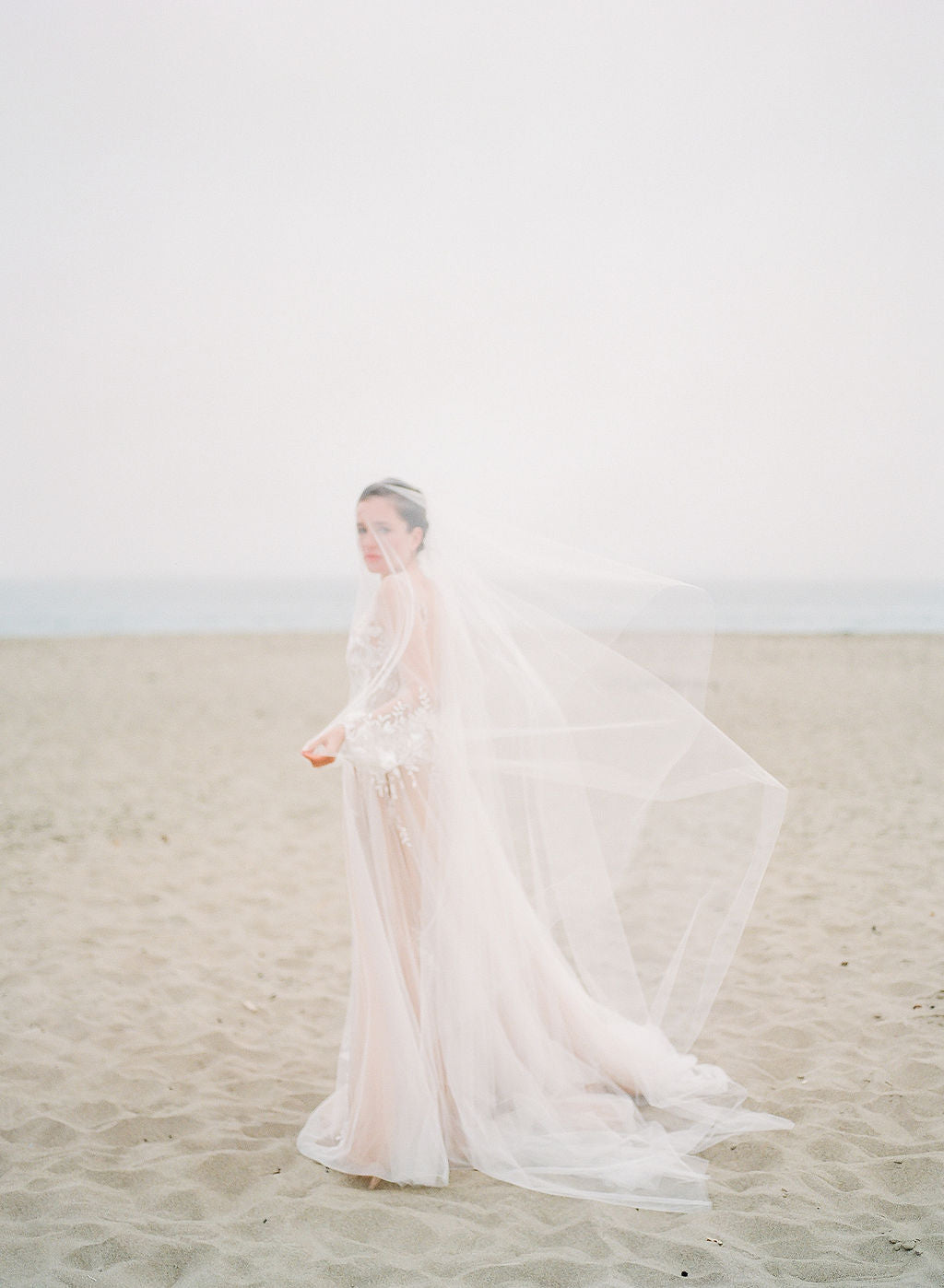 ADDISON sheer wedding veil with long blusher