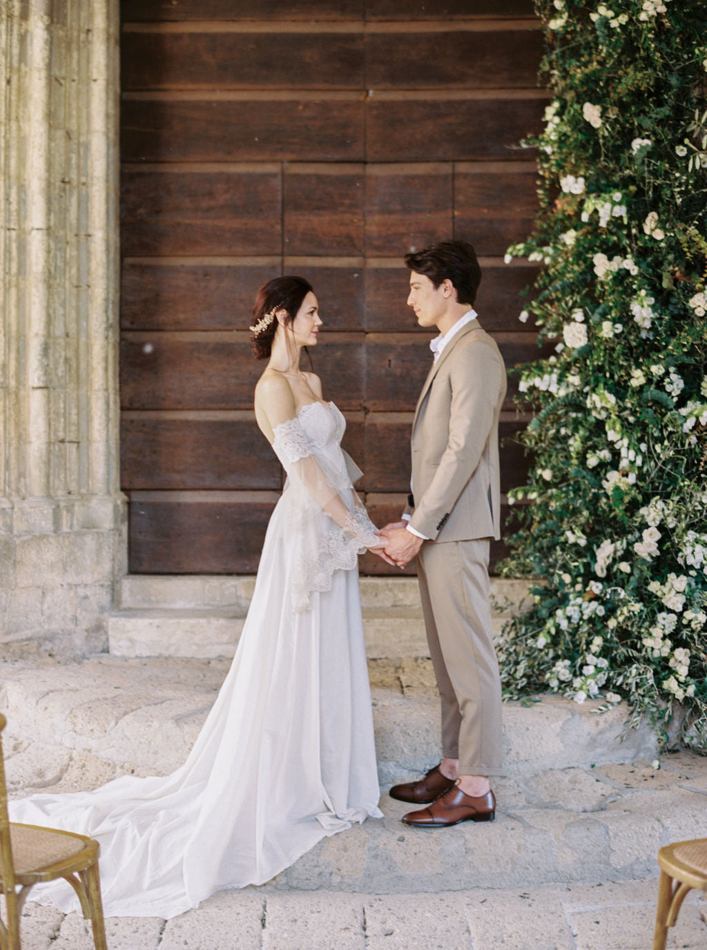 AMIRA | Crystal and Gold Pearl Wedding Crown - Noon on the Moon