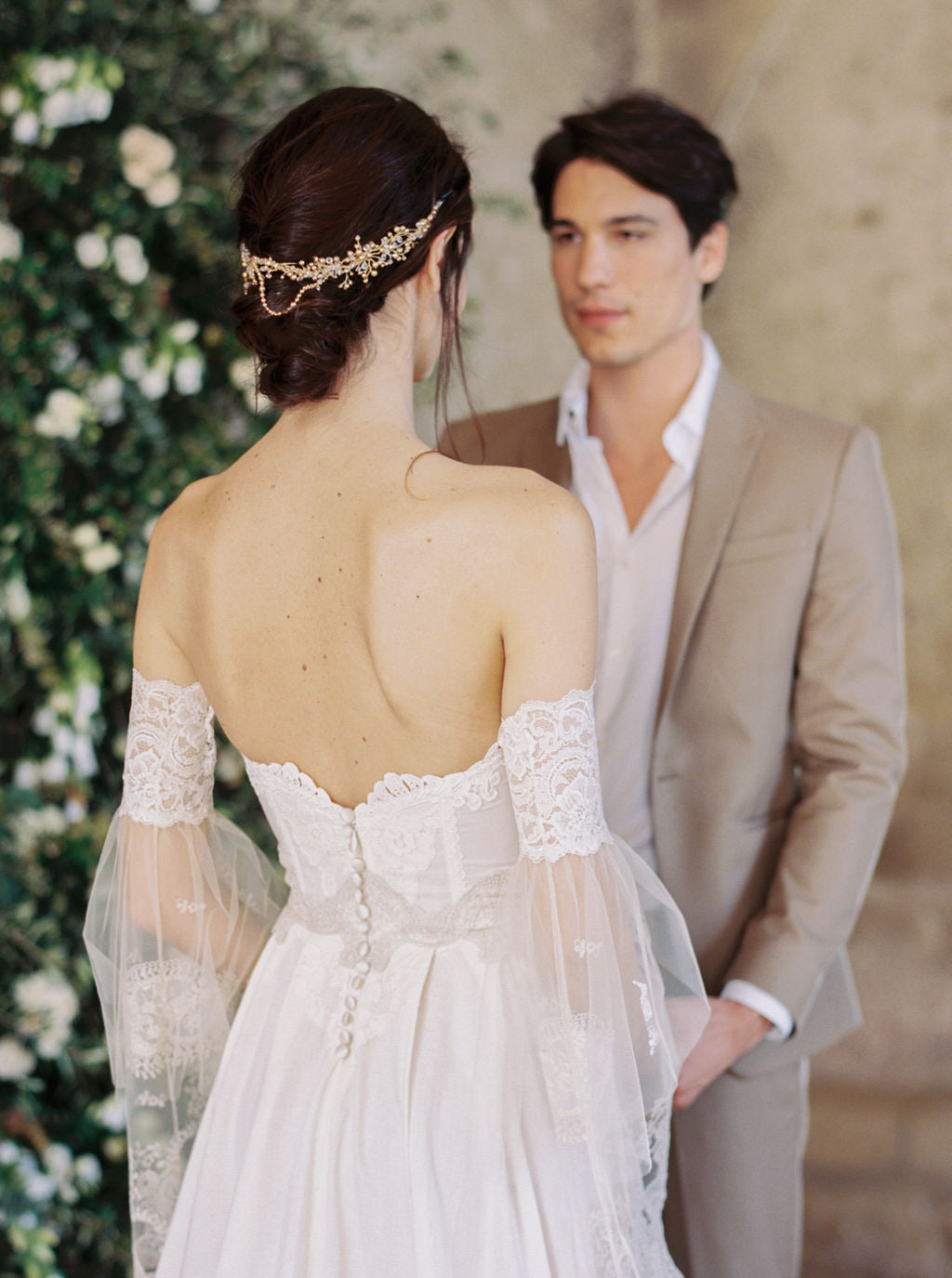 AMIRA | Crystal and Gold Pearl Wedding Crown - Noon on the Moon