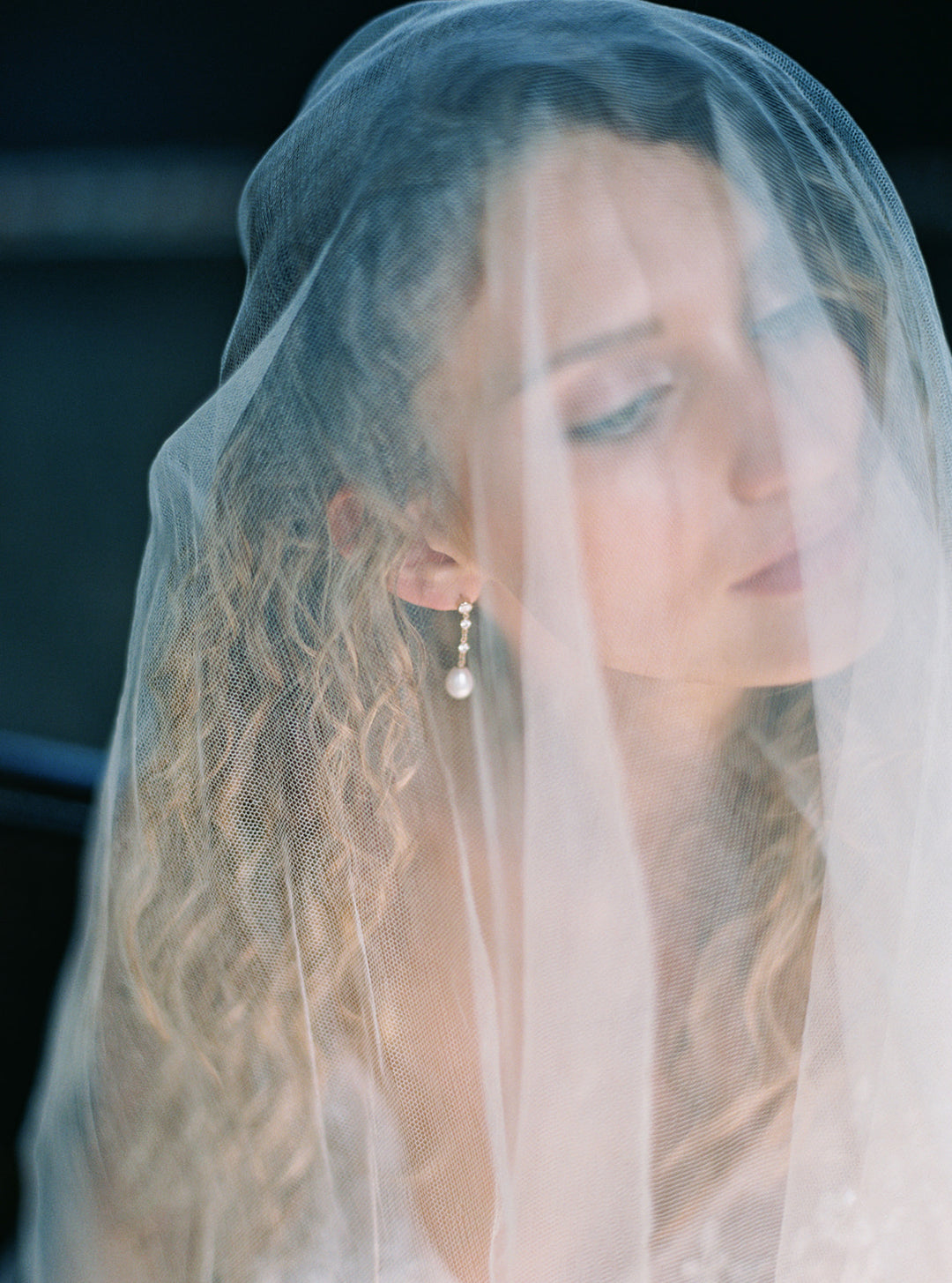 AUDREY pearl and crystal bridal earrings