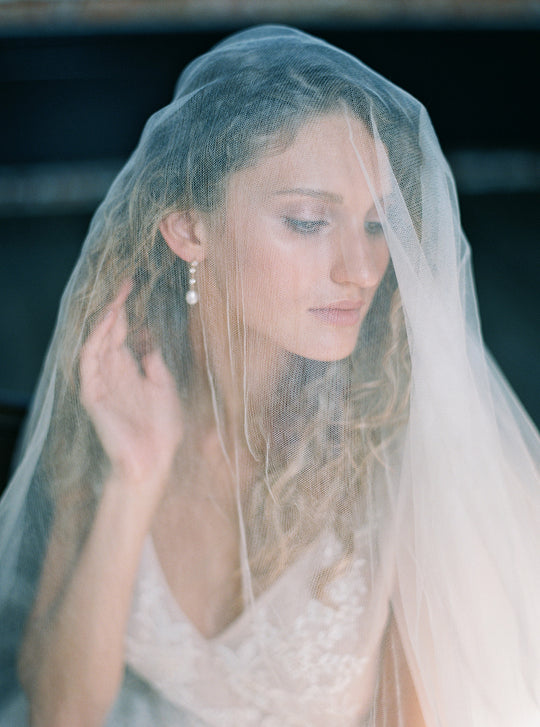 AUDREY pearl and crystal bridal earrings