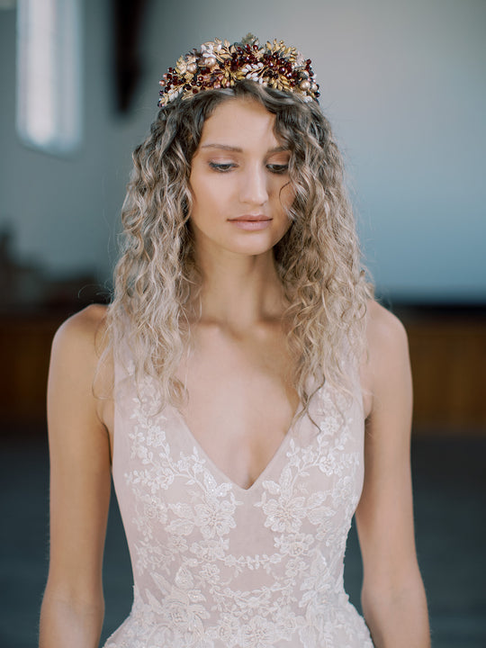 AVALON oak leaf wedding crown