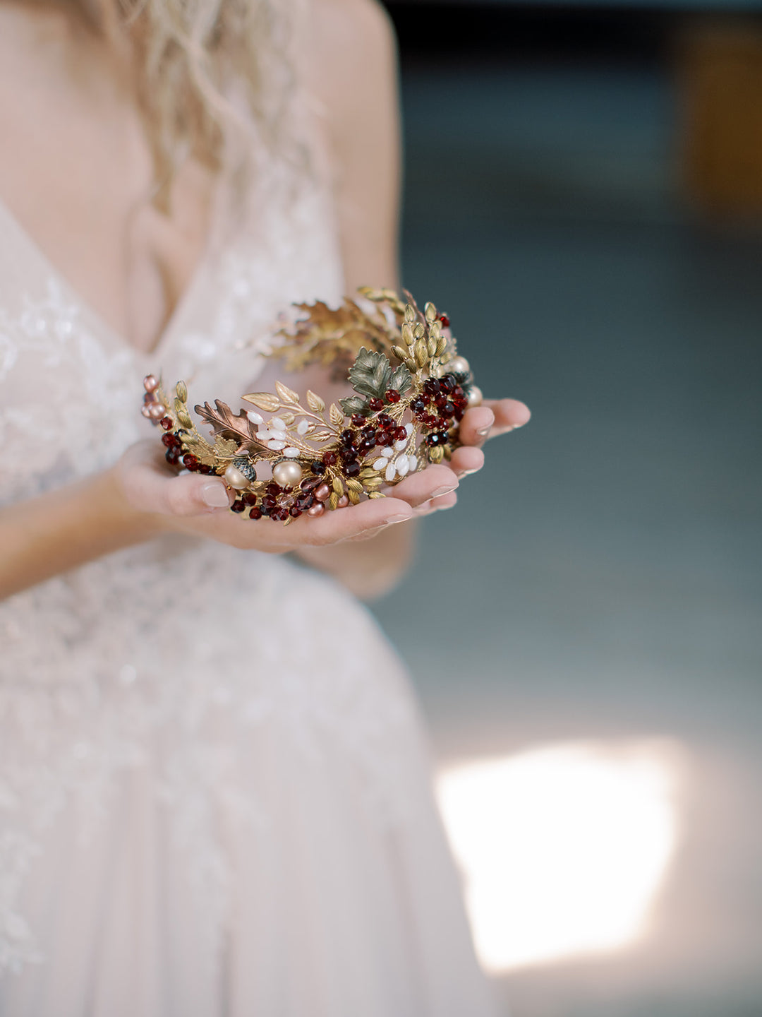 AVALON oak leaf wedding crown