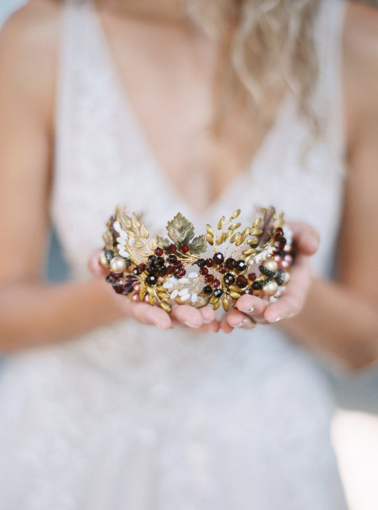 AVALON oak leaf wedding crown