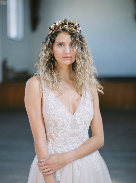 AVALON oak leaf wedding crown