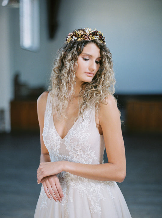 AVALON oak leaf wedding crown