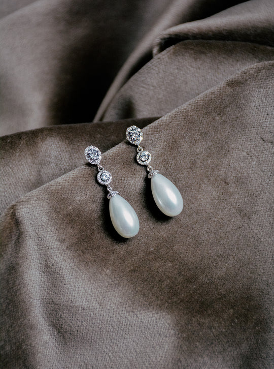AYA pearl and crystal bridal earrings