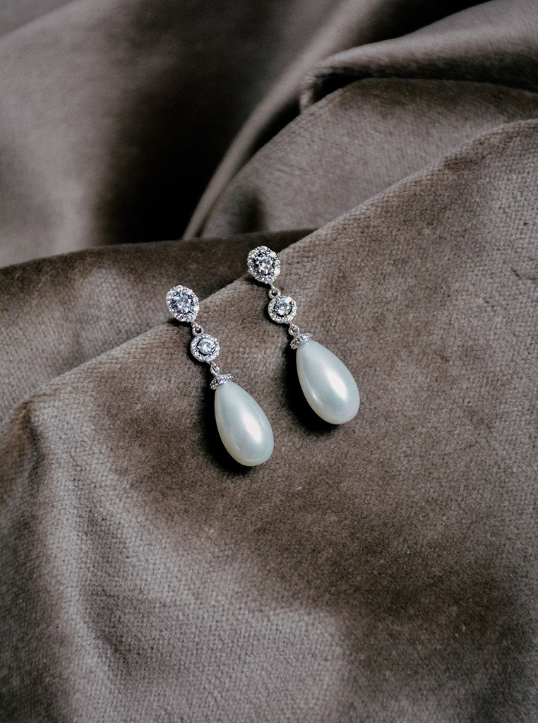 AYA Pearl and Crystal Bridal Earrings