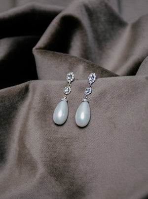 AYA pearl and crystal bridal earrings