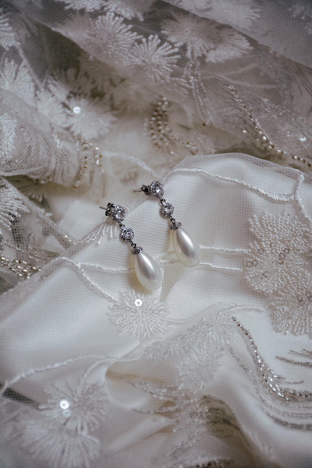 AYA pearl and crystal bridal earrings