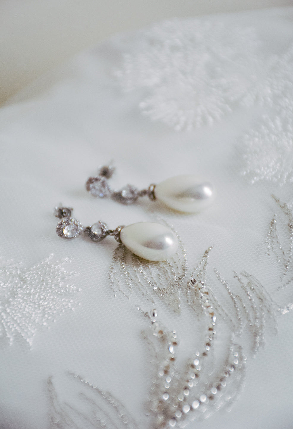 AYA pearl and crystal bridal earrings