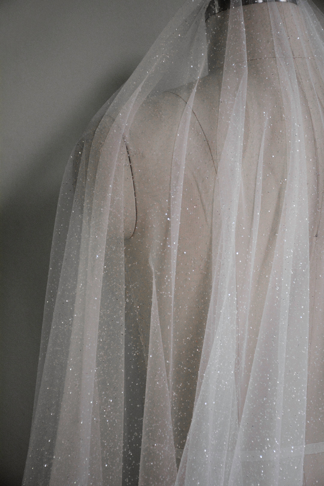 CAPELLA  Sparkling Wedding Veil with Blusher – Noon on the Moon
