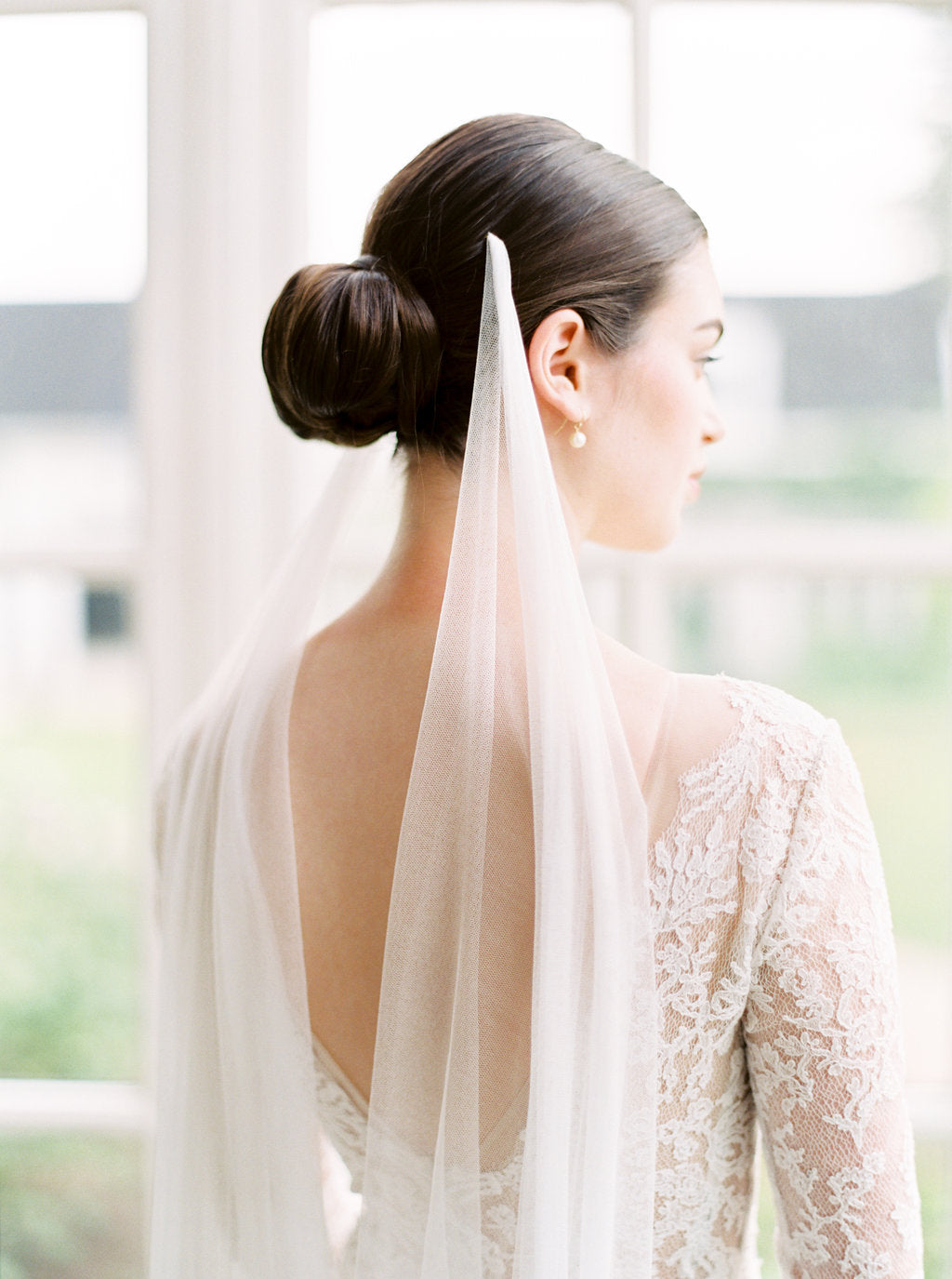 CHLOE | French Silk Tulle Draped Veil - Noon on the Moon