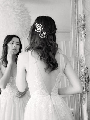 CLAUDETTE floral wedding hair pins