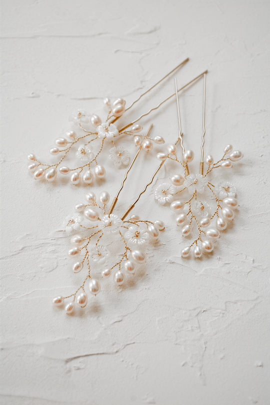 CLAUDETTE floral wedding hair pins