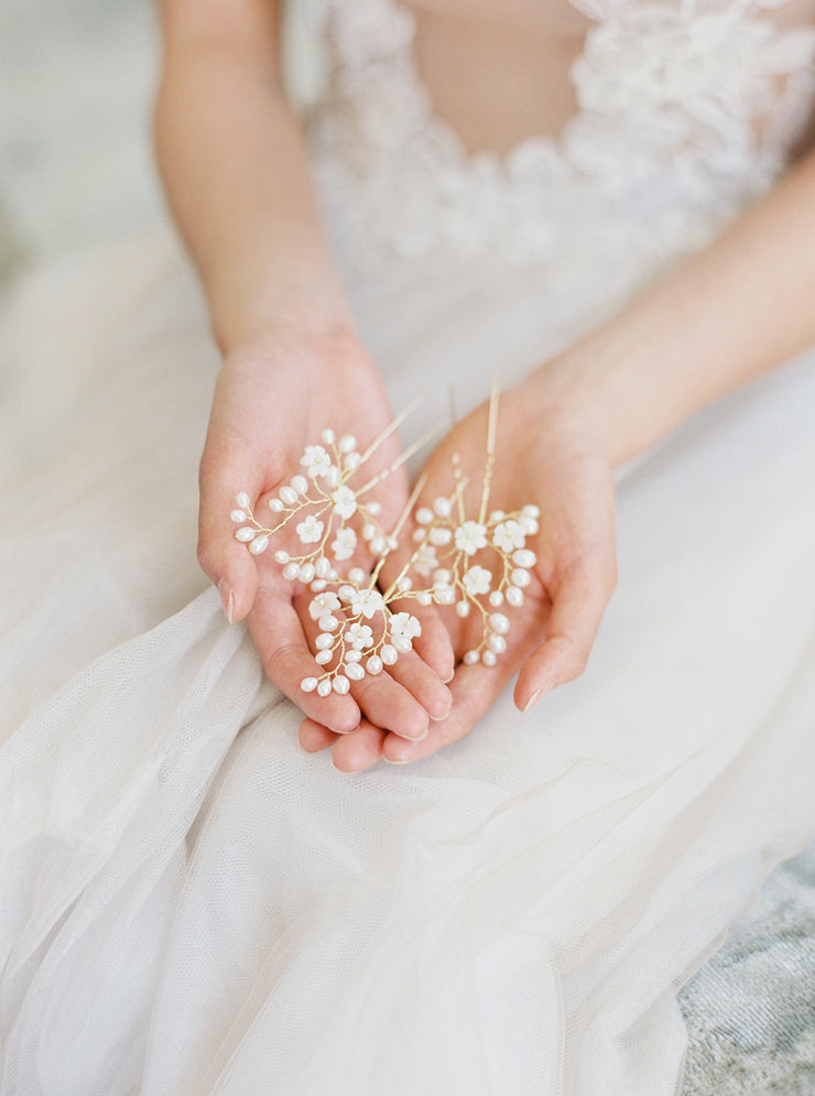 CLAUDETTE | Floral Wedding Hair Pins