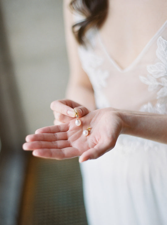 EMMA pearl drop bridal earrings