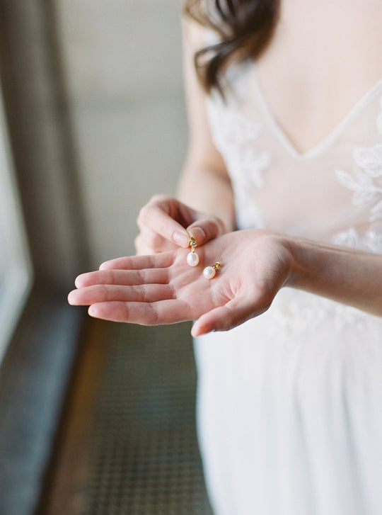 EMMA pearl drop bridal earrings