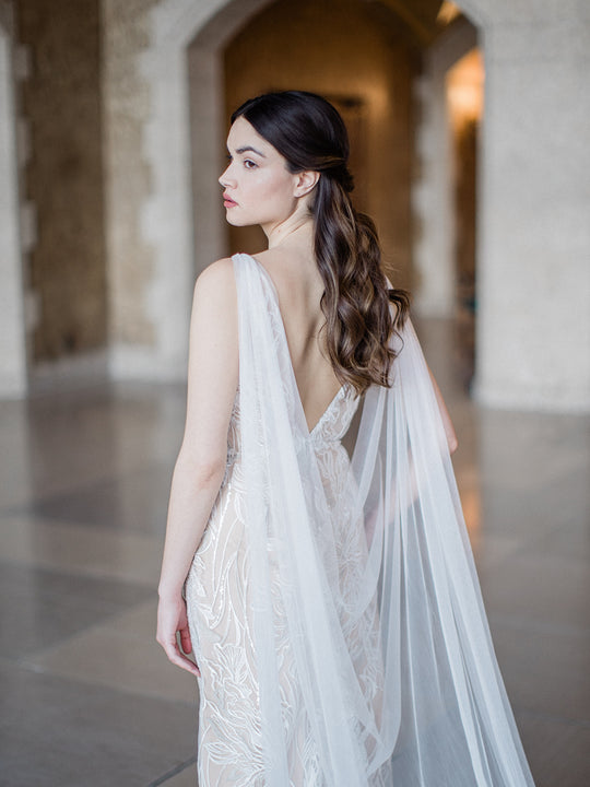 FLORENCE | French Silk Tulle Bridal Cape - Noon on the Moon