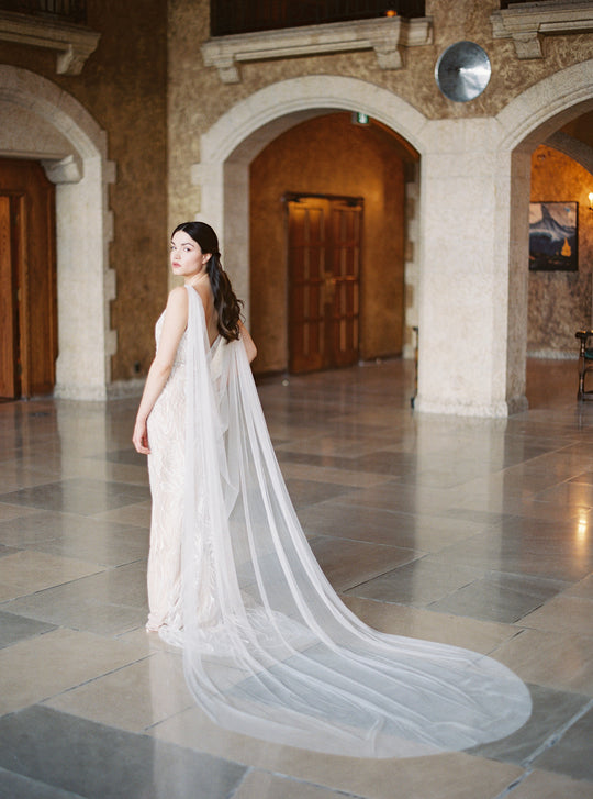 FLORENCE | French Silk Tulle Bridal Cape - Noon on the Moon