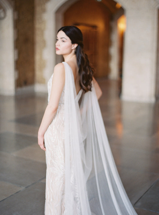 FLORENCE | French Silk Tulle Bridal Cape - Noon on the Moon