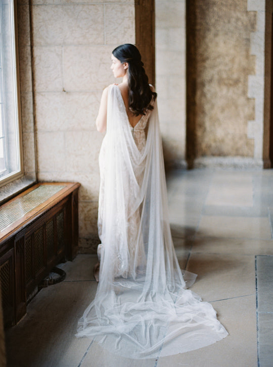 FLORENCE | French Silk Tulle Bridal Cape - Noon on the Moon