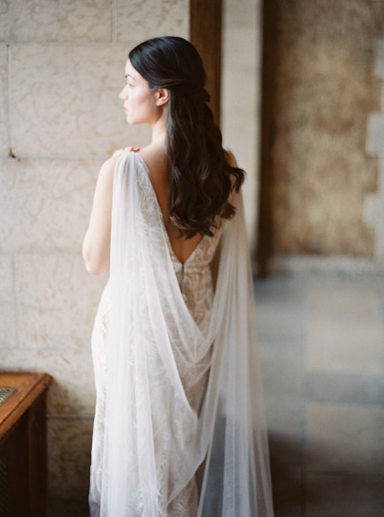 FLORENCE | French Silk Tulle Bridal Cape - Noon on the Moon