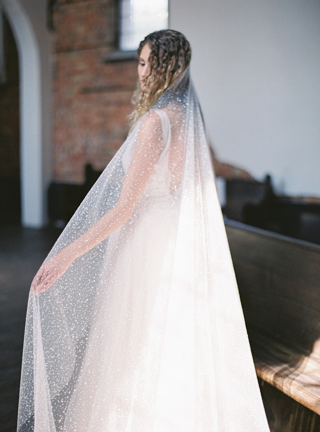 GALAXY bridal veil with sparkle