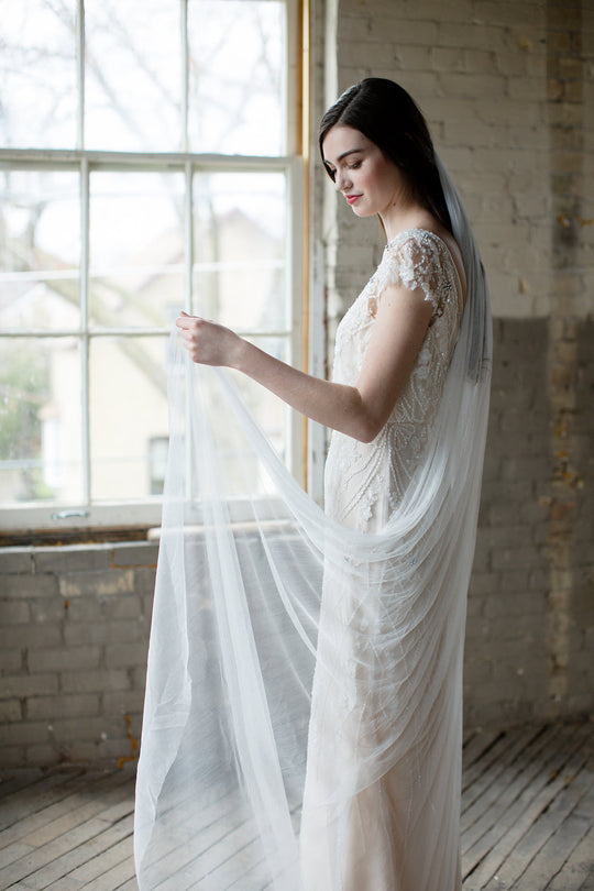 GENEVE | French Silk Wedding Veil - Noon on the Moon