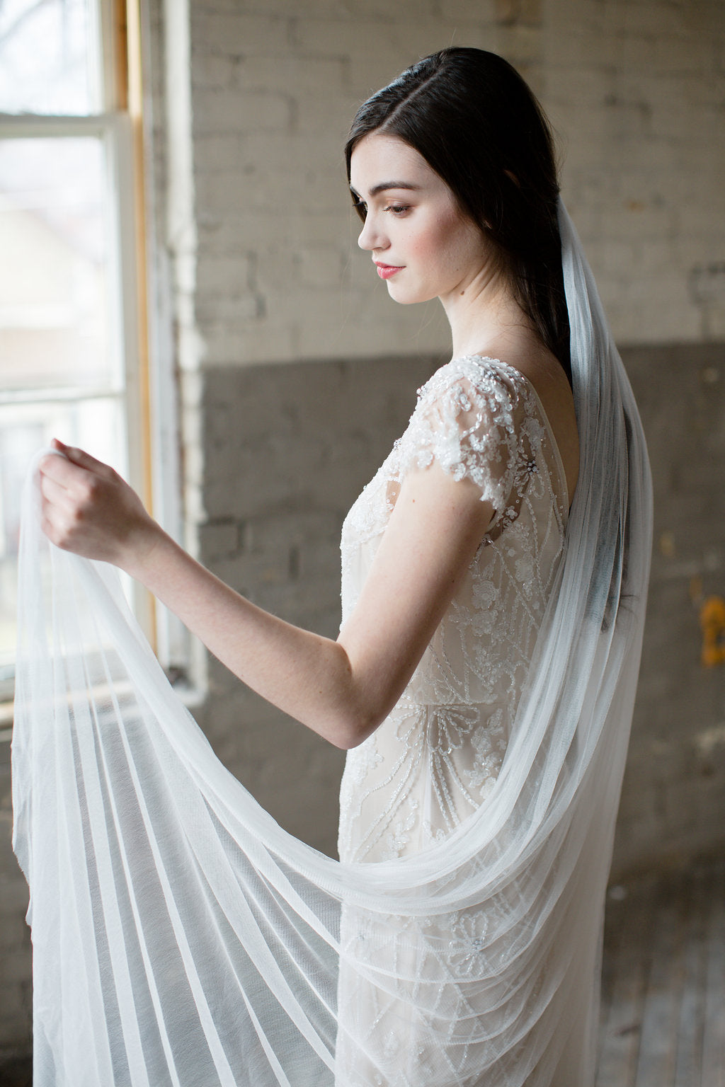 GENEVE | French Silk Wedding Veil - Noon on the Moon