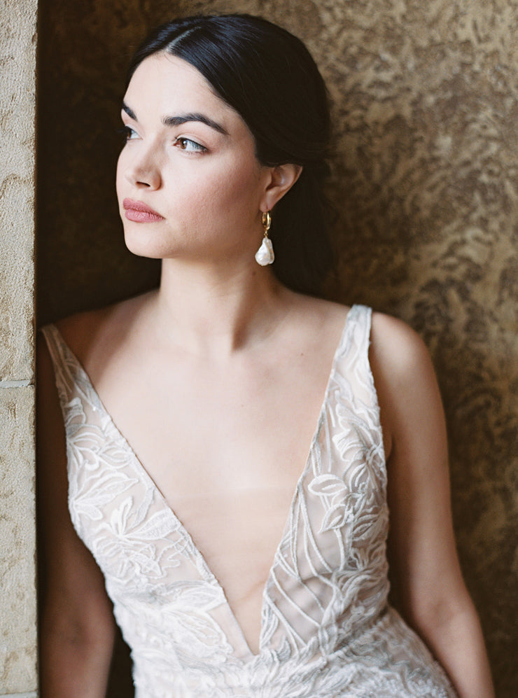 HARPER | Baroque Pearl Hoop Earrings - Noon on the Moon