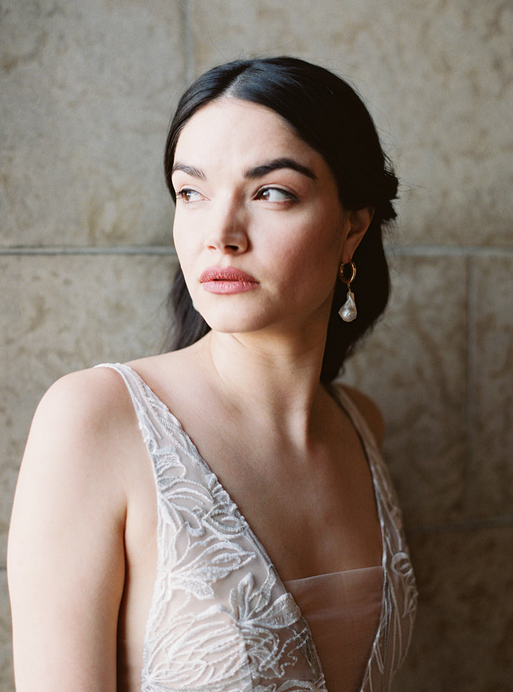 HARPER | Baroque Pearl Hoop Earrings - Noon on the Moon