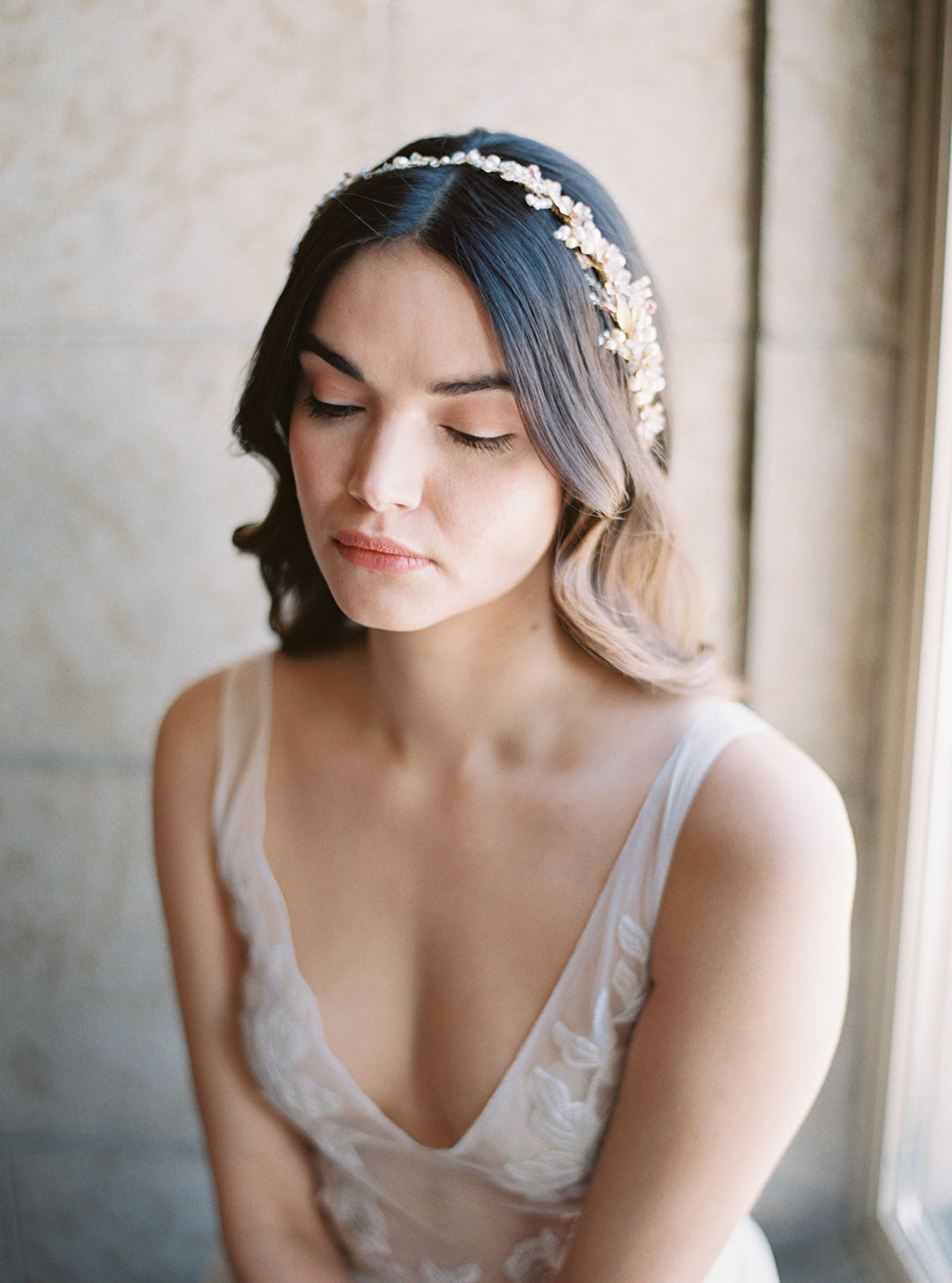 ALEXA BLUSH Soft Wedding Veil and Headpiece