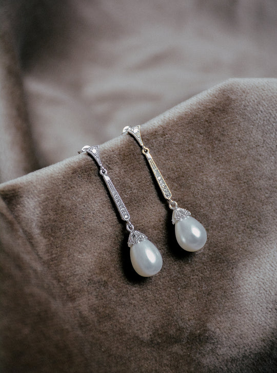 LOUISA pearl drop bridal earrings