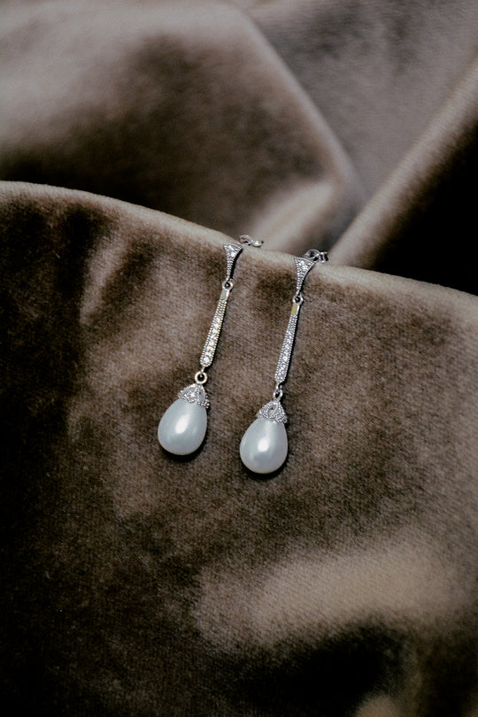 LOUISA pearl drop bridal earrings