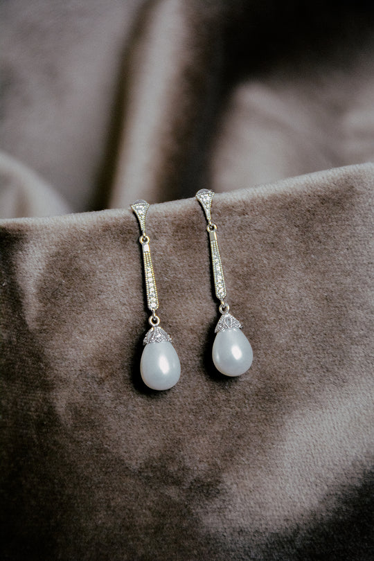 LOUISA pearl drop bridal earrings