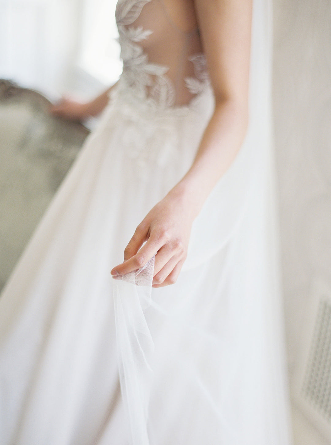 French silk wedding veil.