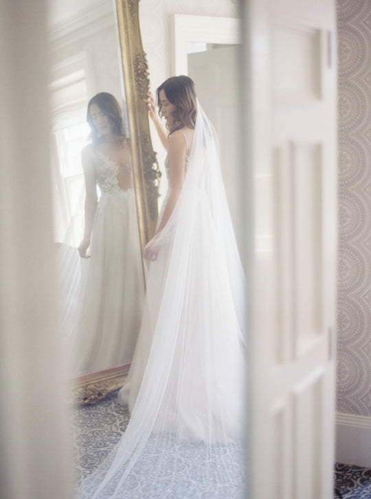 French silk wedding veil.