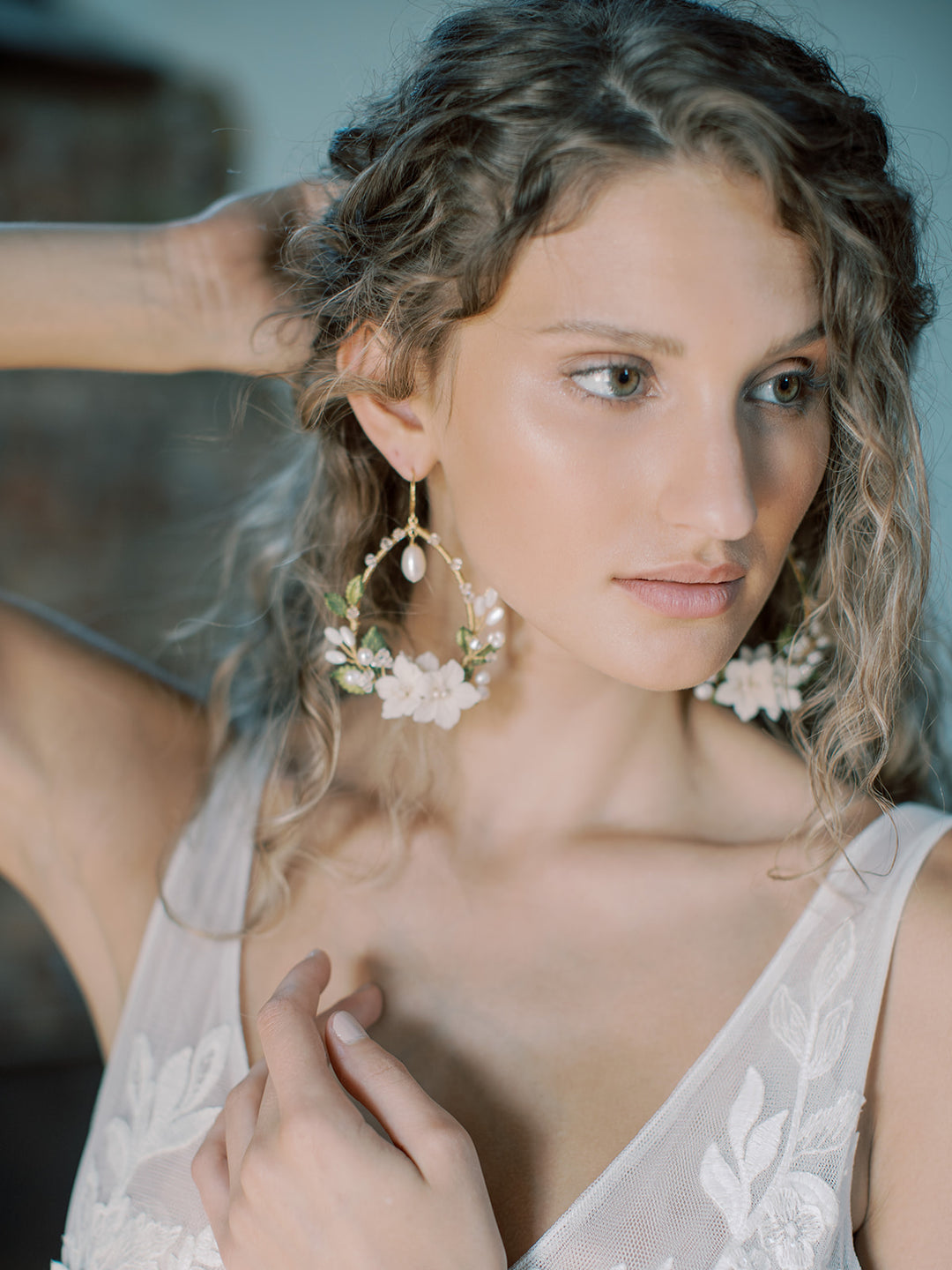 ORCHARD floral bridal earrings