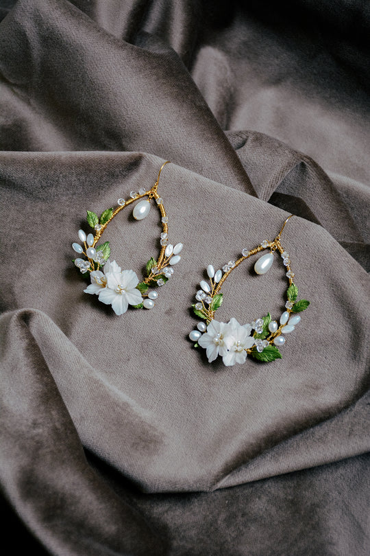 ORCHARD floral bridal earrings