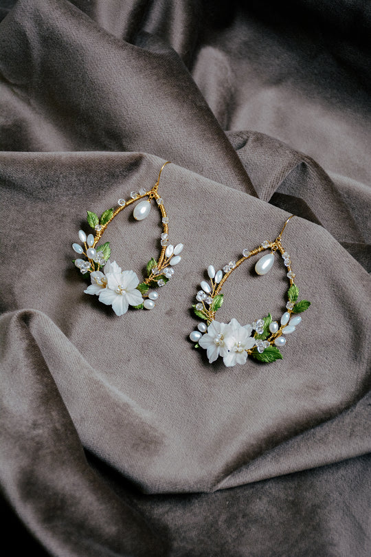 ORCHARD floral bridal earrings