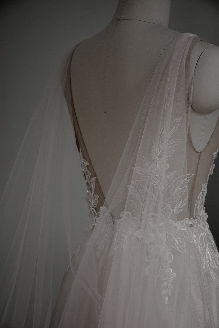 very sheer bridal cape
