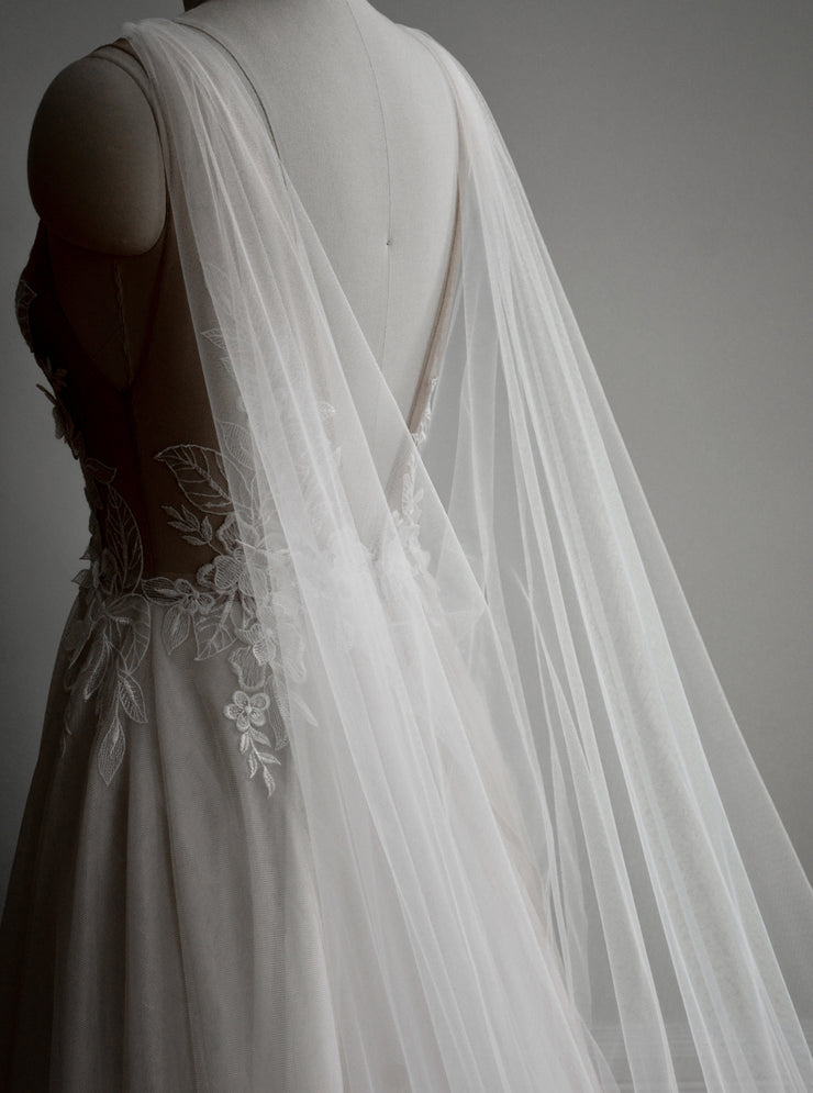 sheer bridal cape with cowl