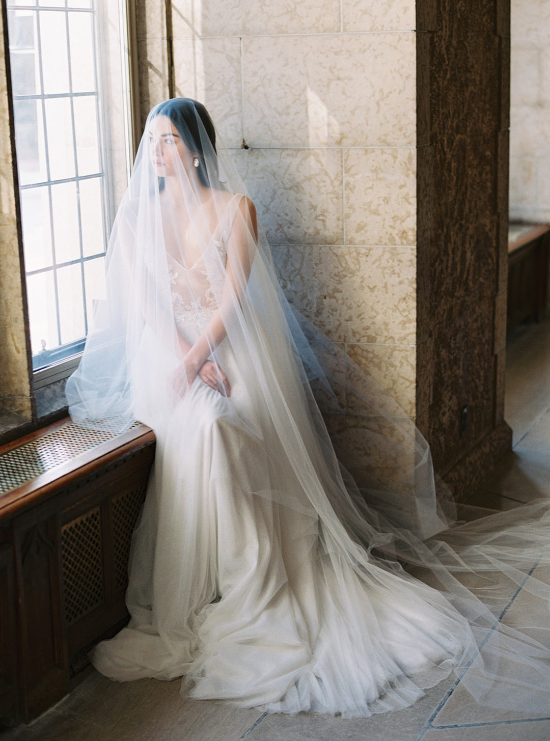 ELIZABETH  English Silk Tulle Wedding Veil – Noon on the Moon