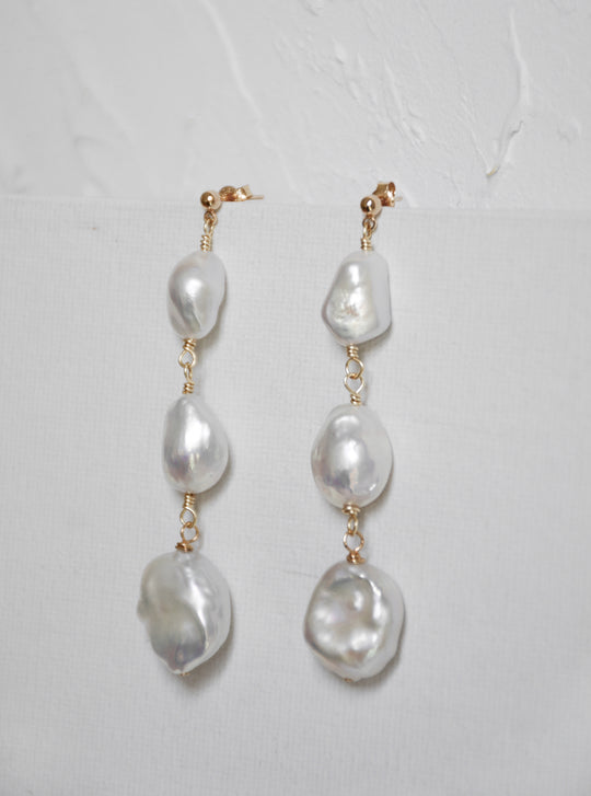 TIA long pearl drop earrings